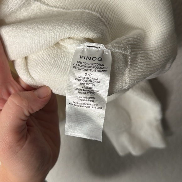 Vince Cotton Blend Bouclé Sweater Terry White Ivory Size Small - Picture 6 of 8